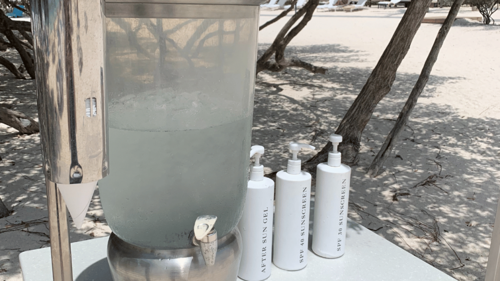 Free Water and Sunblock at the Ritz Carlton Aruba