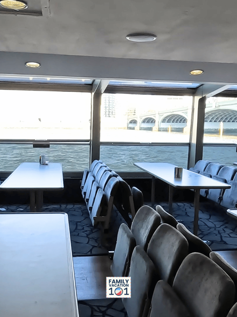 Inside seats of London River Cruise